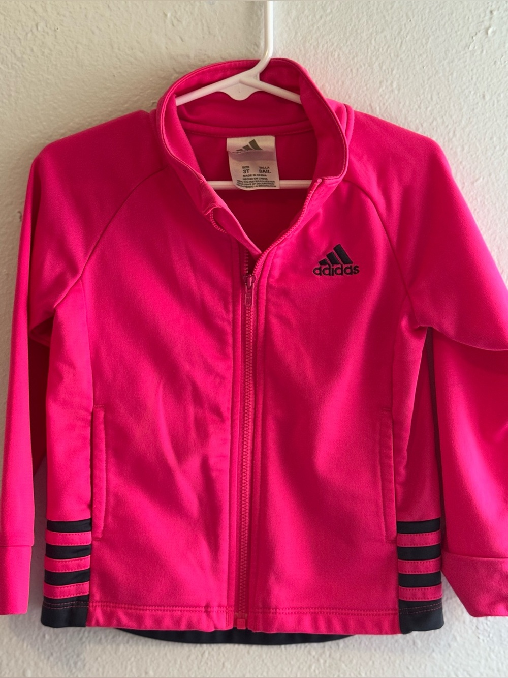 adidas Girls Bright Pink Full-Zip Athletic Jacket